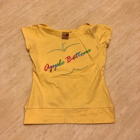 New Apple Bottoms Logo Printed Tee Yellow S/M - Picture 1 of 5
